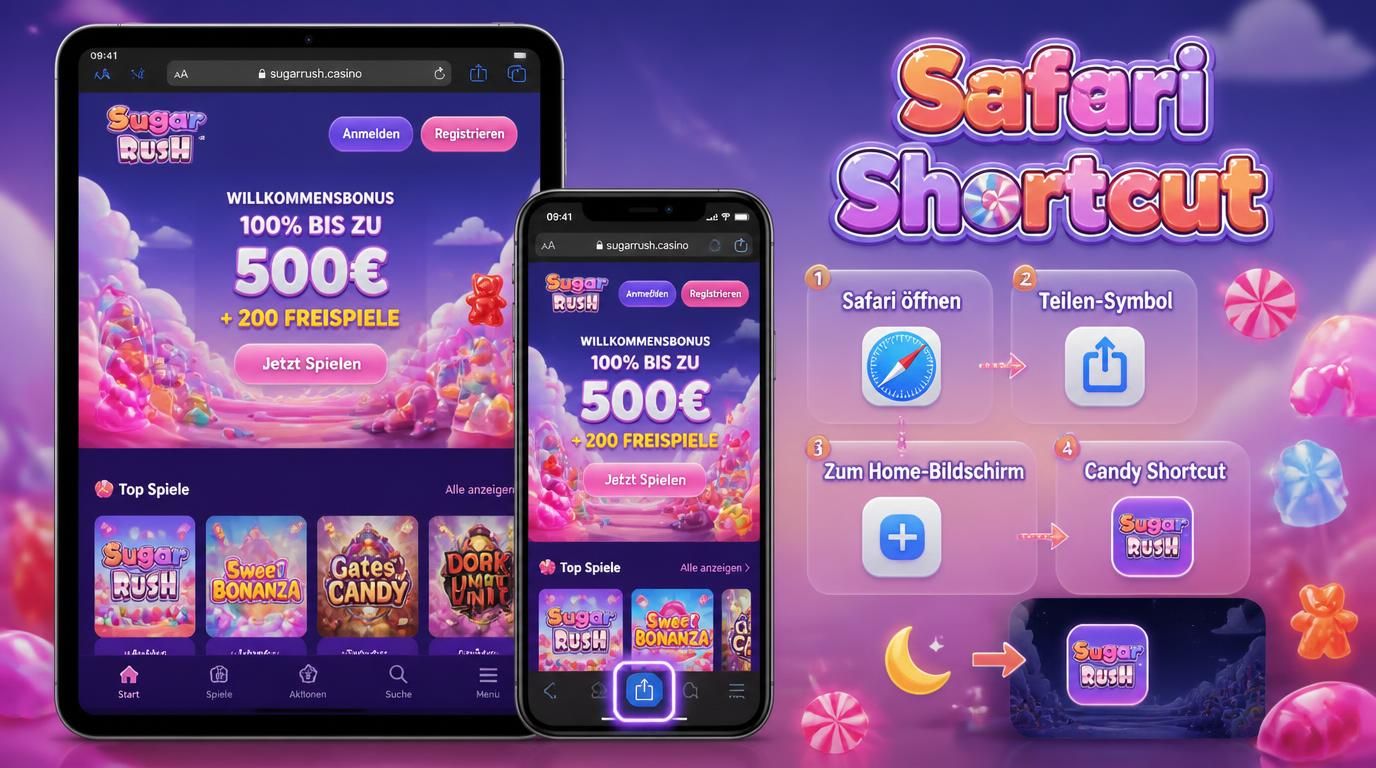 Safari auf iPhone zeigt Sugar Rush, Shortcut zum Home-Bildschirm