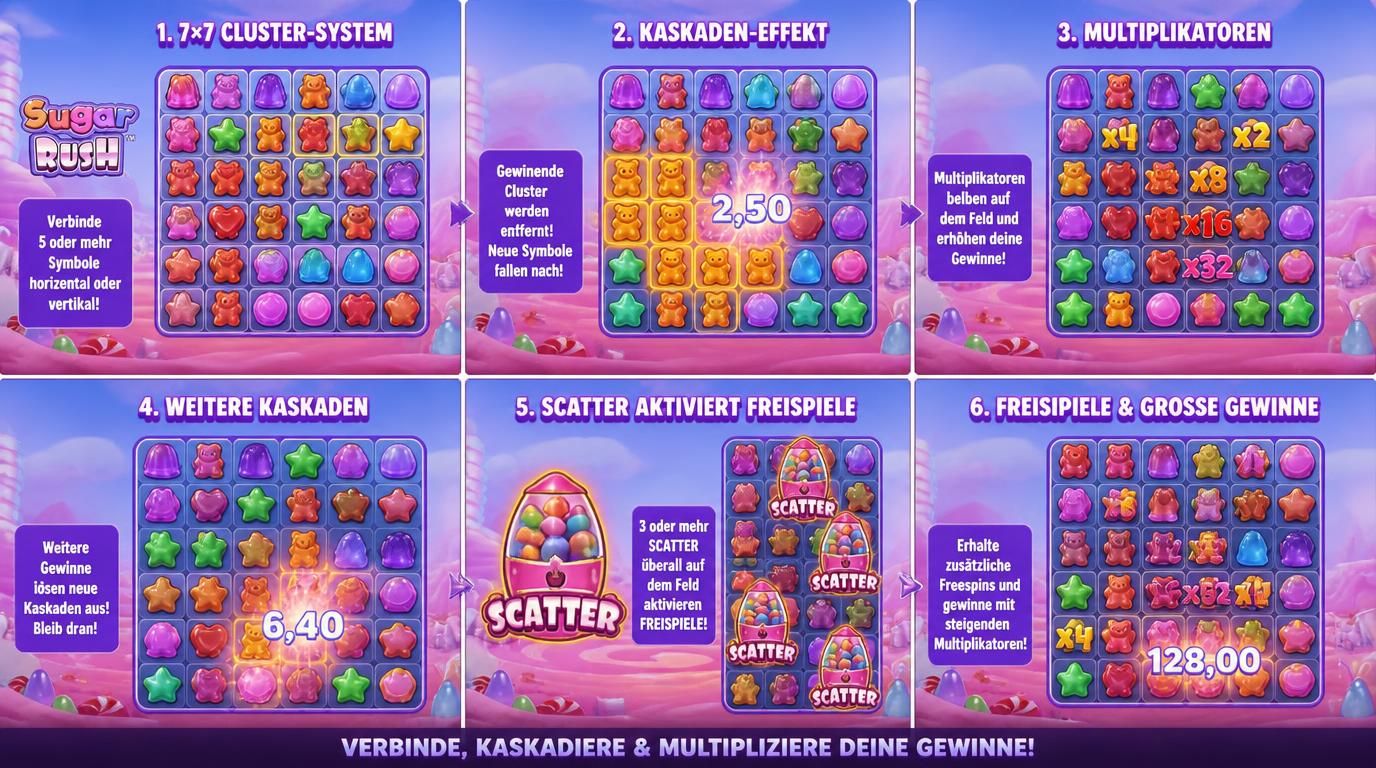 Visualisierung der Spielmechanik mit Clustern und Multiplikatoren